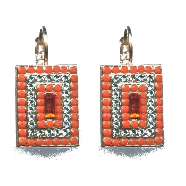 Earrings By Mariana Woman Luxurious Light Turquoise and Orange Hyacinth Swarovski Crystals
