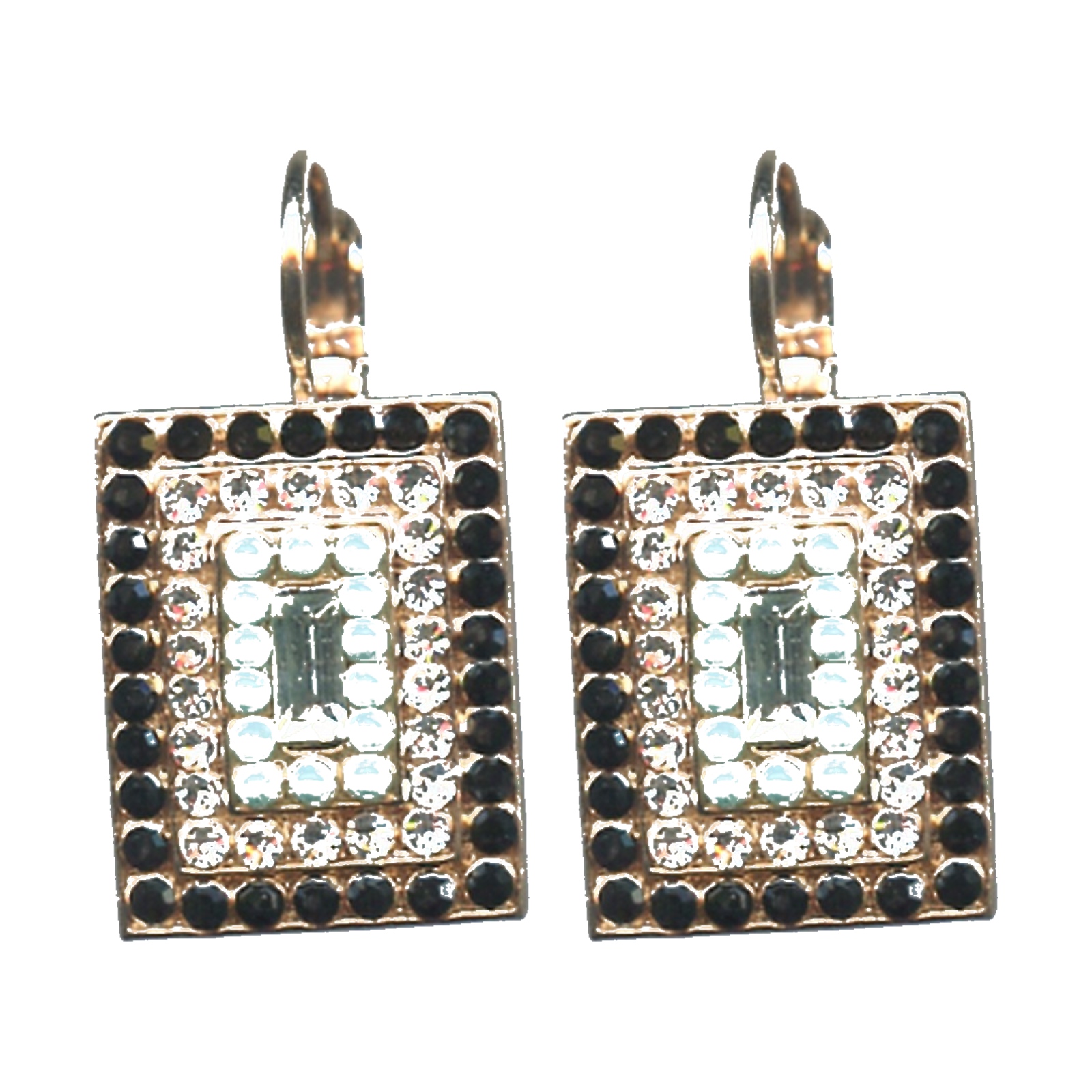 E-1000-3-1081-SP6-4 Earrings By Mariana Woman Feminine Jet and Clear Crystal Swarovski Crystals - Image 1