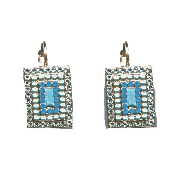 Earrings By Mariana Woman Luminous Light Turquoise and Blues Swarovski Crystals