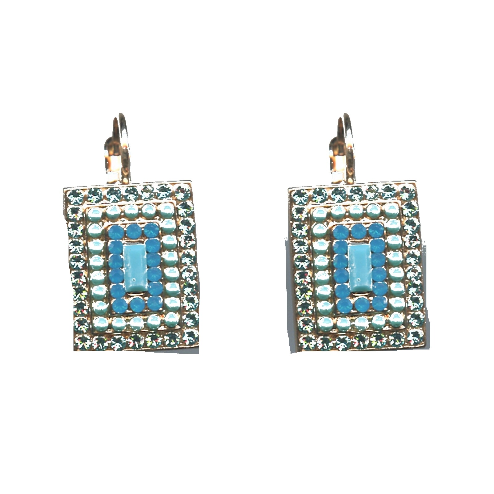 E-1000-3-1082-SP6-4 Earrings By Mariana Woman Luminous Light Turquoise and Blues Swarovski Crystals - Image 1