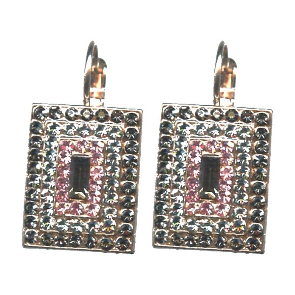 Earrings By Mariana Woman Snowflake Mineral and Light Rose Swarovski Crystals