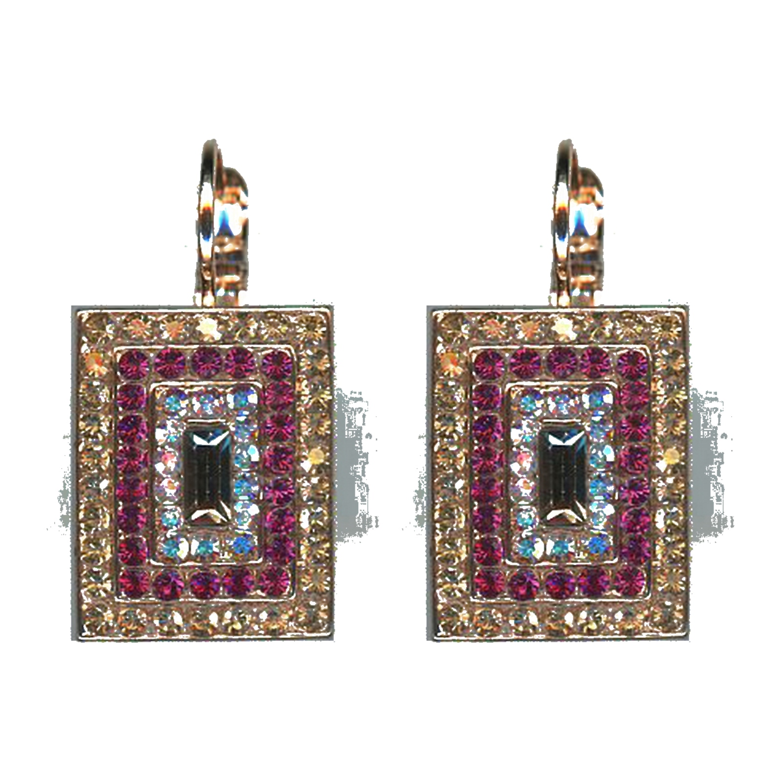 E-1000-3-1094-3-SP6-4 Earrings By Mariana Woman Vibrant Light Topaz and Siam and AB Swarovski Crystals - Image 1
