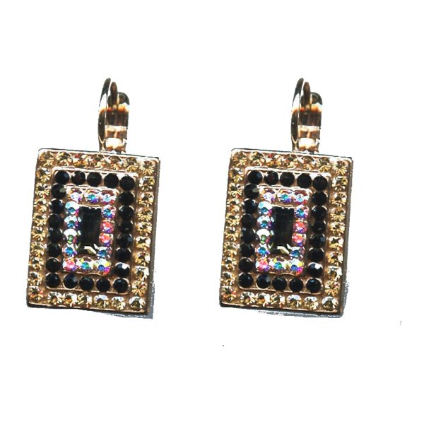 Earrings By Mariana Woman Timeless Morion and Silver Night Swarovski Crystals
