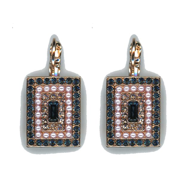 Earrings By Mariana Woman Stylish Montana Blue and Golden Shadow Swarovski Crystals