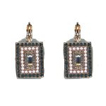 Earrings By Mariana Woman Opal and Light Topaz and Black Swarovski Crystals