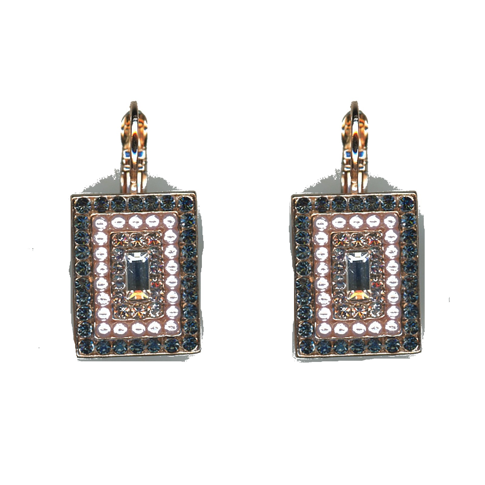 E-1000-3-11180-SP6-4 Earrings By Mariana Woman Opal and Light Topaz and Black Swarovski Crystals - Image 1