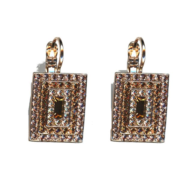 Earrings By Mariana Woman Contemporary Smoked Topaz and Crystals: Golden Shadow Swarovski Crystals