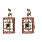 Earrings By Mariana Woman Chic Chrysolite Opal and Rose Peach Swarovski Crystals