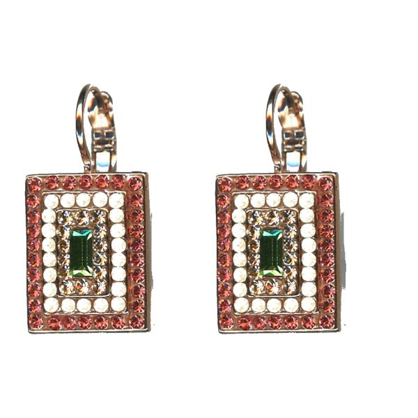 Earrings By Mariana Woman Beautiful Chrysolite Opal and Rose Peach Swarovski Crystals