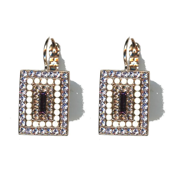 Earrings By Mariana Woman Distinctive Cyclamen Opal and Tanzanite Swarovski Crystals