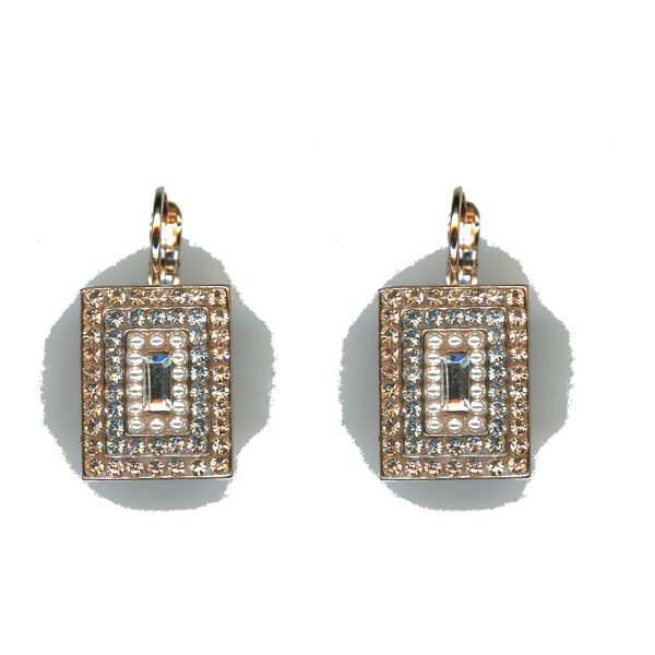 Earrings By Mariana Woman Delicate Pearl and Golden Shadow Swarovski Crystals