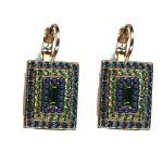 Earrings By Mariana Woman Montana Blue and Emerald and Swarovski Crystals - Image 2