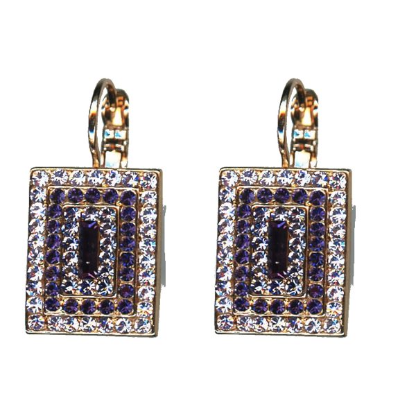 Earrings By Mariana Woman Amethyst and Tanzanite and Cyclamen Swarovski Crystals
