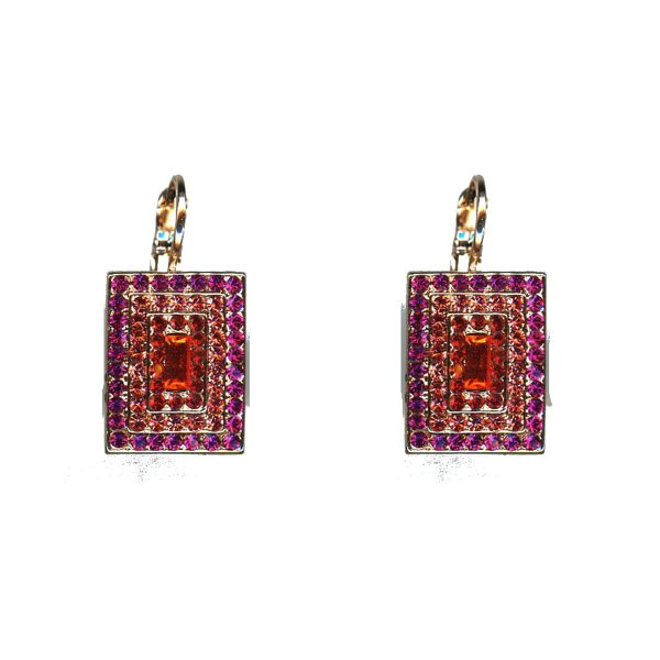 Earrings By Mariana Woman Eye-Catching Fuchsia and Siam Swarovski Crystals