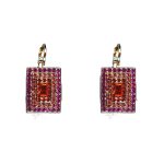 Earrings By Mariana Woman Eye-Catching Fuchsia and Siam Swarovski Crystals - Image 2