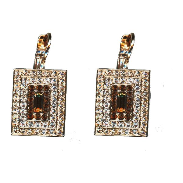 Earrings By Mariana Woman Beautiful Light Colorado Topaz and Aurum Swarovski Crystals