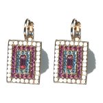 Earrings By Mariana Woman Glamorous White Opal and Rose Swarovski Crystals - Image 2