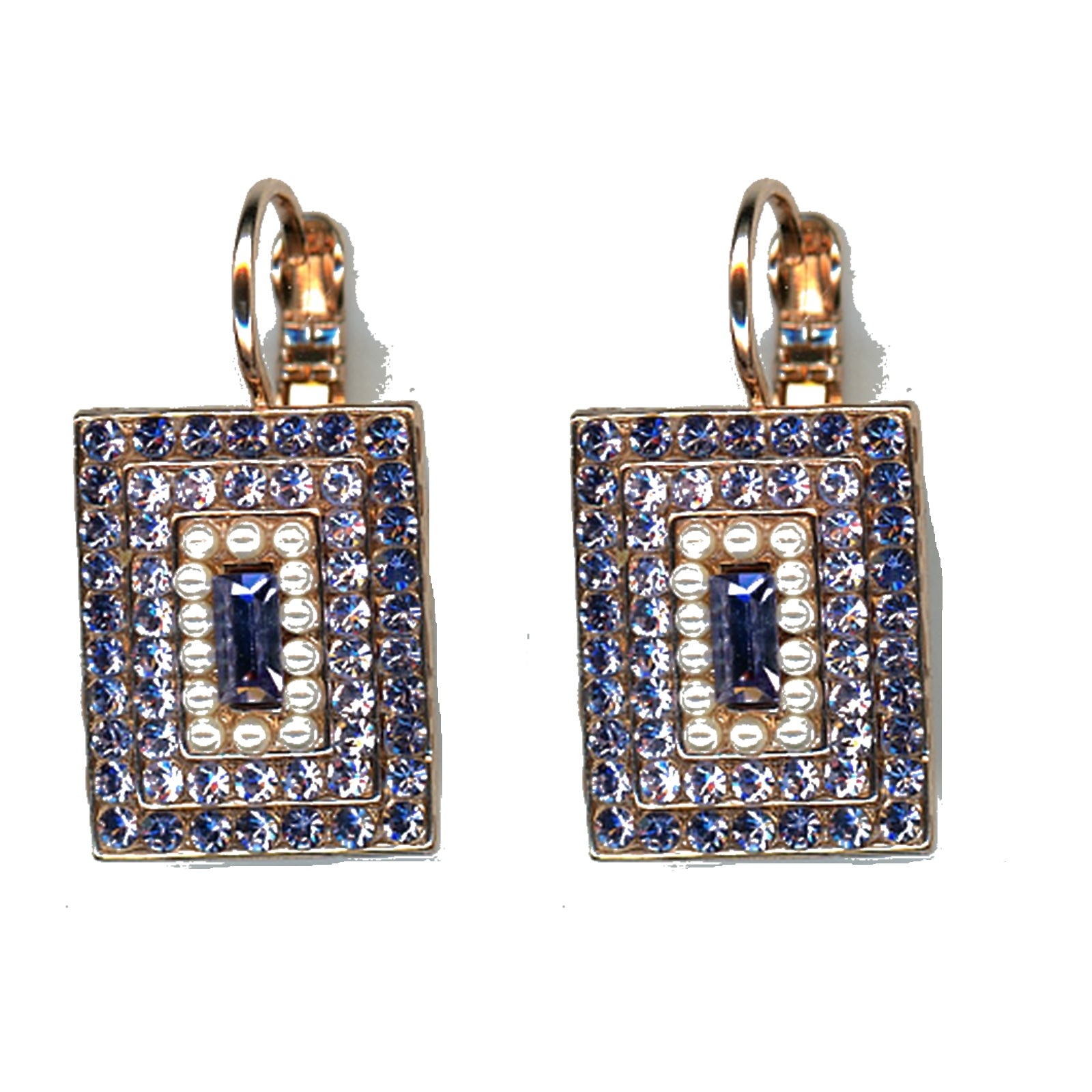 E-1000-3-1152-SP6-4 Earrings By Mariana Woman Stylish Pearl and Aquamarine Swarovski Crystals - Image 1