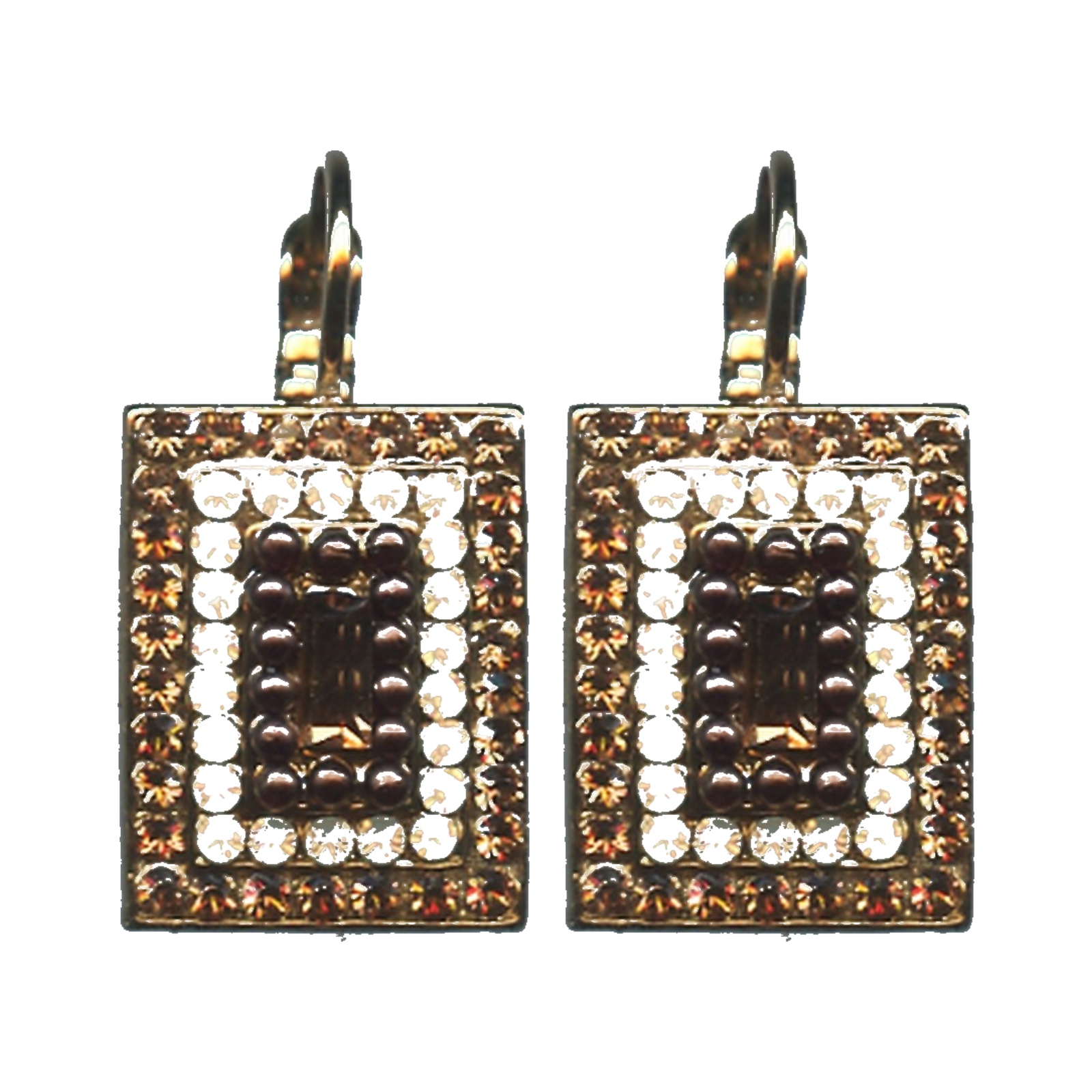 E-1000-3-1318-SP6-4 Earrings By Mariana Woman Chic Smoked topaz and golden shadow Swarovski Crystals - Image 1