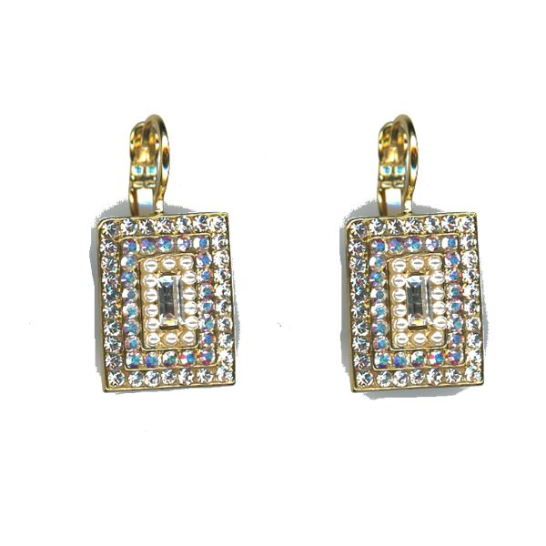 Earrings By Mariana Woman Chic Cream pearl and Clear Crystal Swarovski Crystals