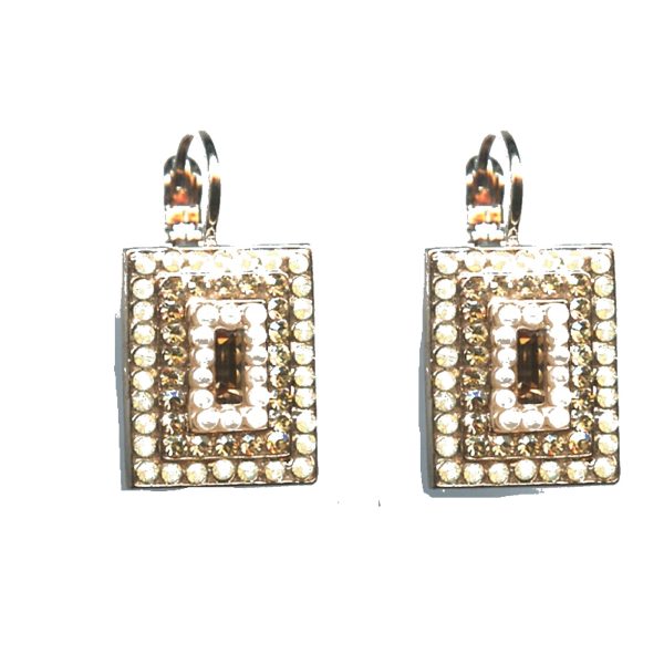 Earrings By Mariana Woman Sand Opal and Golden Shadow and Swarovski Crystals