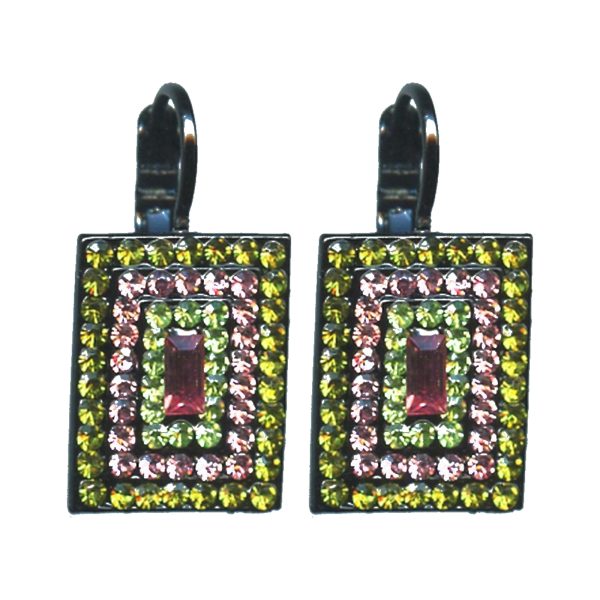 Earrings By Mariana Woman Dazzling Peridot and Light Rose Swarovski Crystals