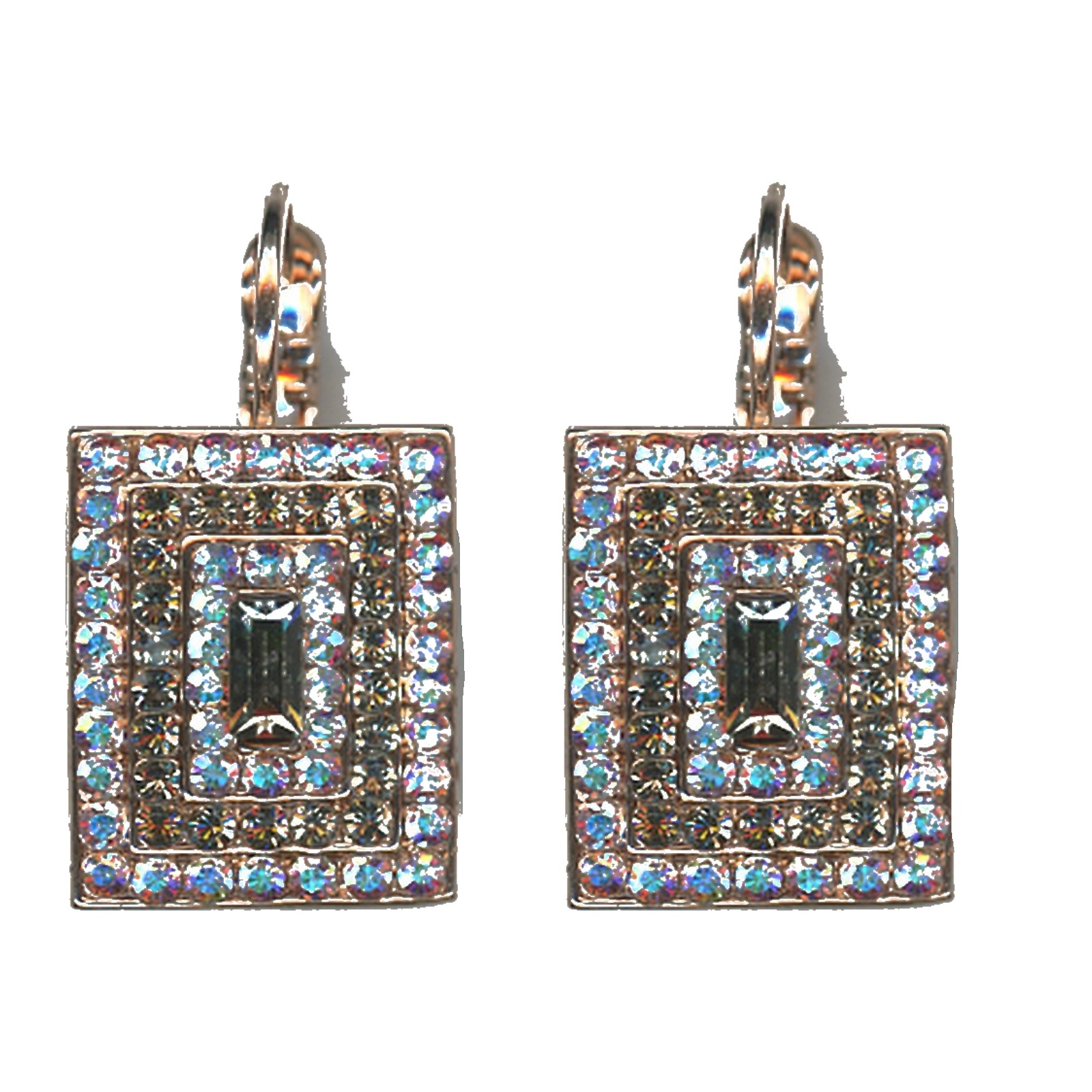 E-1000-3-1AB215-SP6-4 Earrings By Mariana Woman Contemporary AB and Black Swarovski Crystals - Image 1