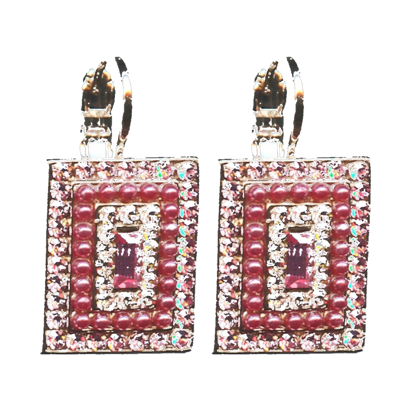 E-1000-3-223-1-SP6-4 Earrings By Mariana Woman Vibrant Rose Opal and Light Rose Swarovski Crystals - Image 1