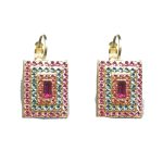Earrings By Mariana Woman Feminine Indian Pink and Purple Swarovski Crystals - Image 2