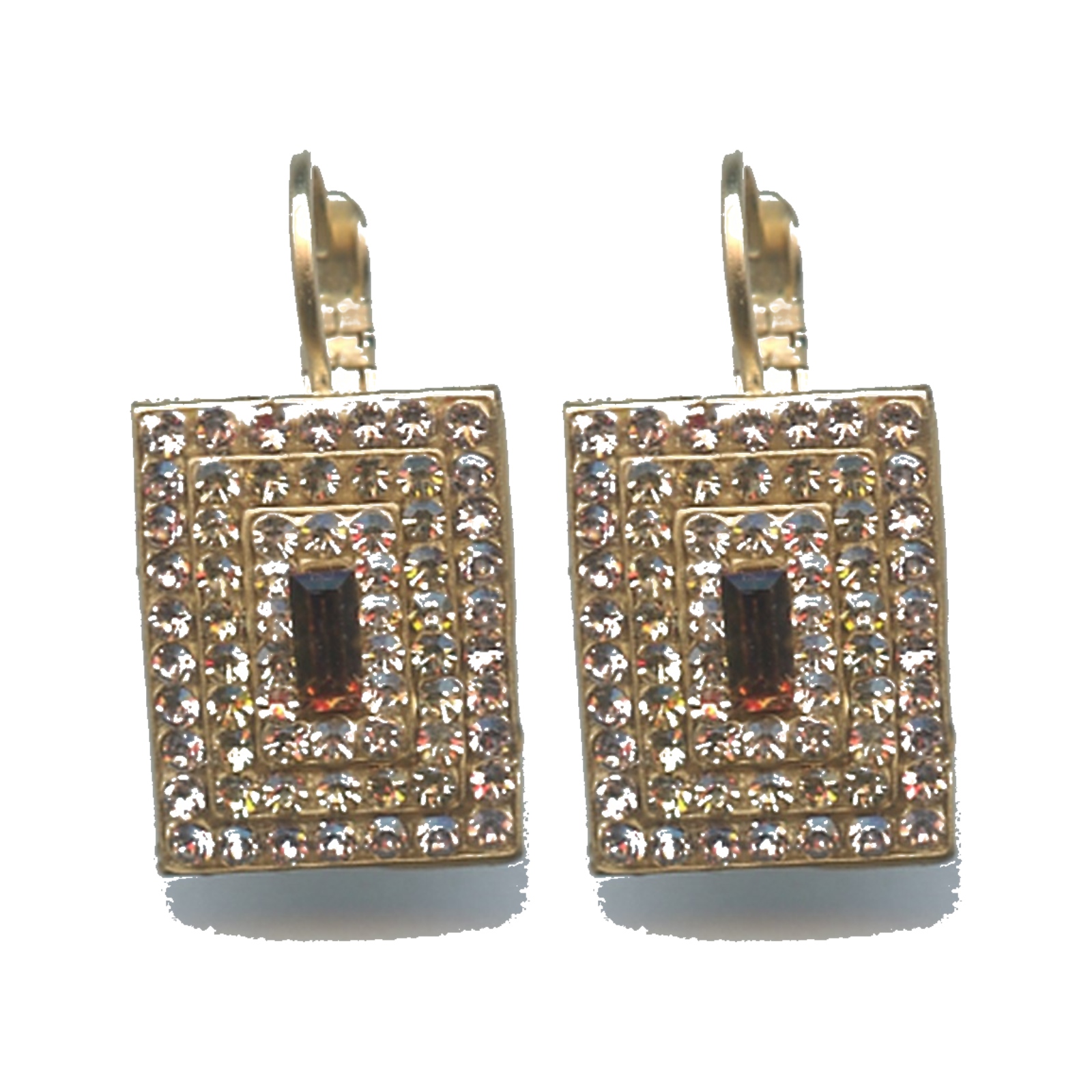E-1000-3-3192-SP6-4 Earrings By Mariana Woman Chic Pink Champagne and Honey Amber Swarovski Crystals - Image 1