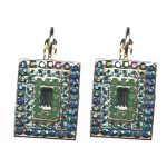 Earrings By Mariana Woman Light Turquoise and Blue Silver Swarovski Crystals - Image 2