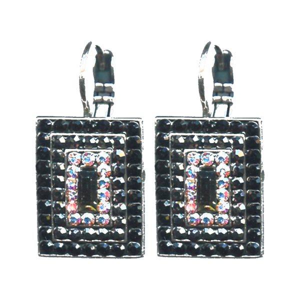 Earrings By Mariana Woman Contemporary Jet and Clear Swarovski Crystals