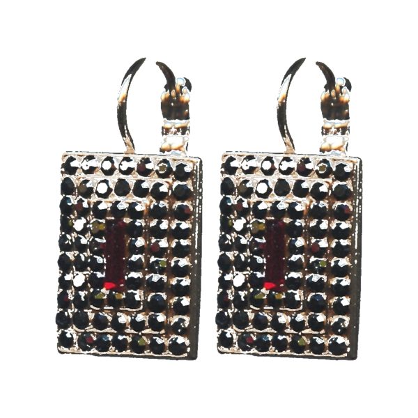 Earrings By Mariana Woman Eye-Catching Ruby and Jet Swarovski Crystals