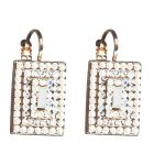 Earrings By Mariana Woman Glamorous White Opal and Clear Swarovski Crystals