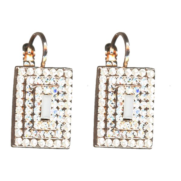 Earrings By Mariana Woman Glamorous White Opal and Clear Swarovski Crystals