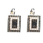 Earrings By Mariana Woman Chic Pearl Mineral and Silver Night Swarovski Crystals