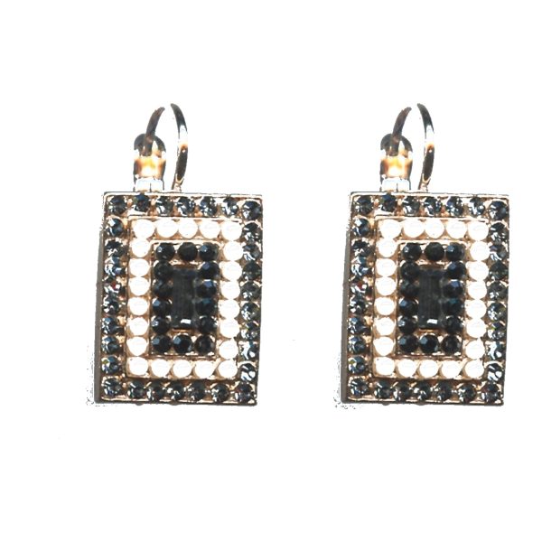 Earrings By Mariana Woman Chic Pearl Mineral and Silver Night Swarovski Crystals
