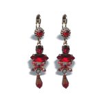 Earrings By Mariana Woman Luxurious Red and Siam and Fuchsia Swarovski Crystals - Image 2