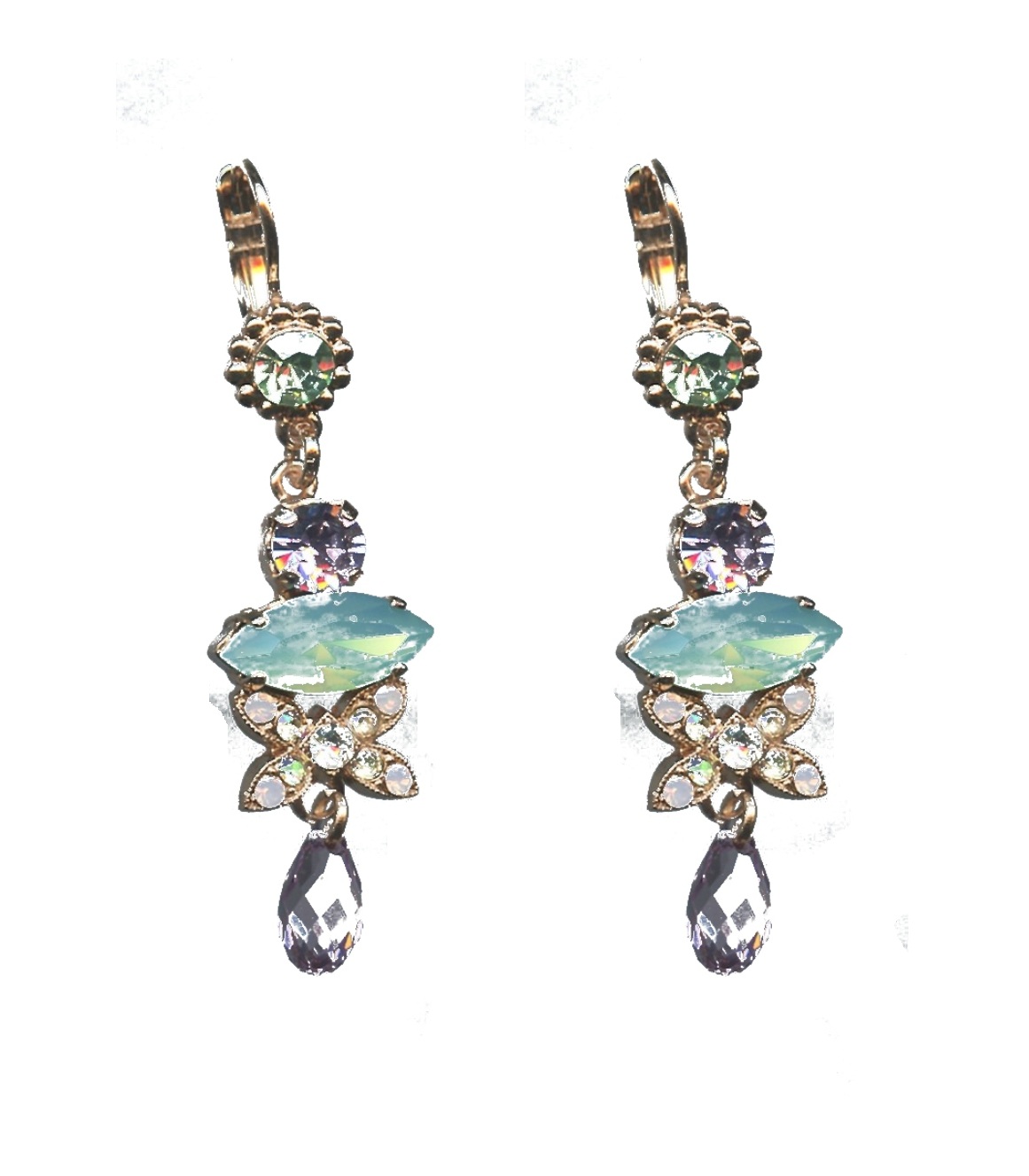E-1001-1063-SP6 Earrings By Mariana Woman Romantic Light Amethyst and Clear Swarovski Crystals - Image 1