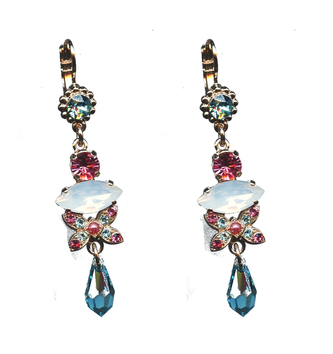 E-1001-1064-SP6 Earrings By Mariana Woman Modern Pinks and Blues Swarovski Crystals - Image 1