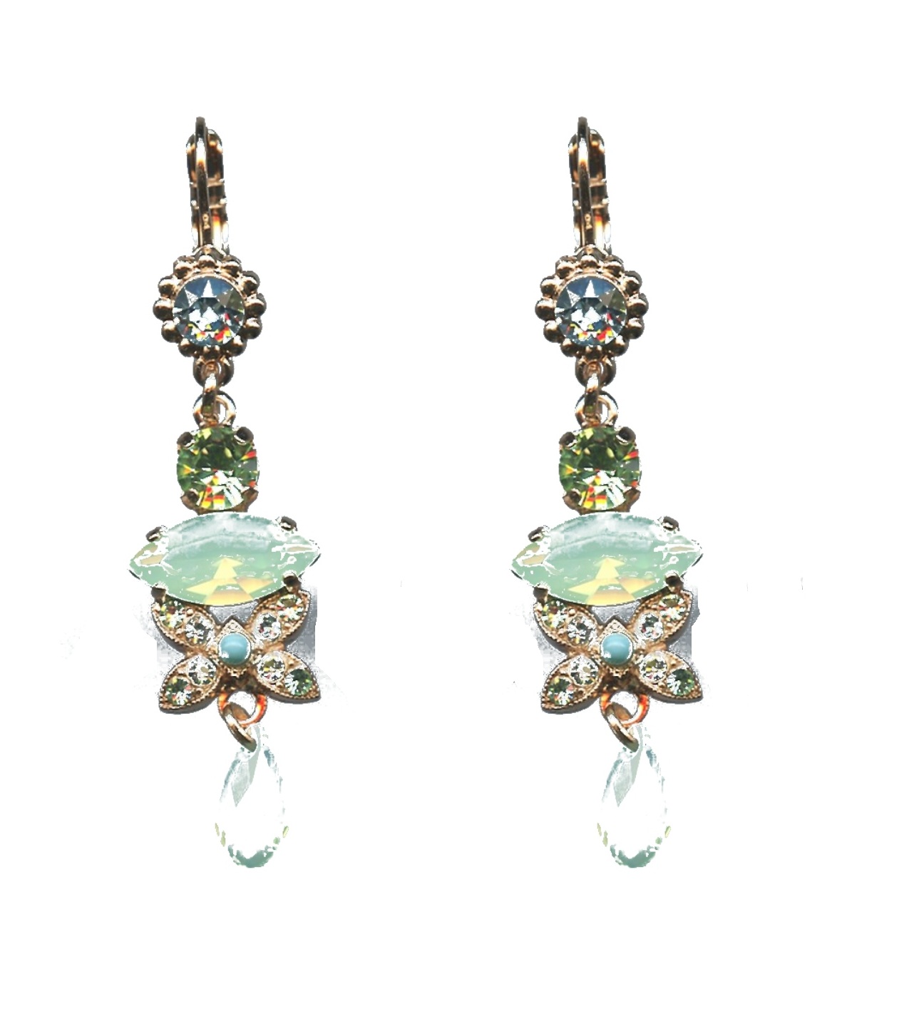 E-1001-1065-SP6 Earrings By Mariana Woman Turquoise mineral and Carribean Swarovski Crystals - Image 1