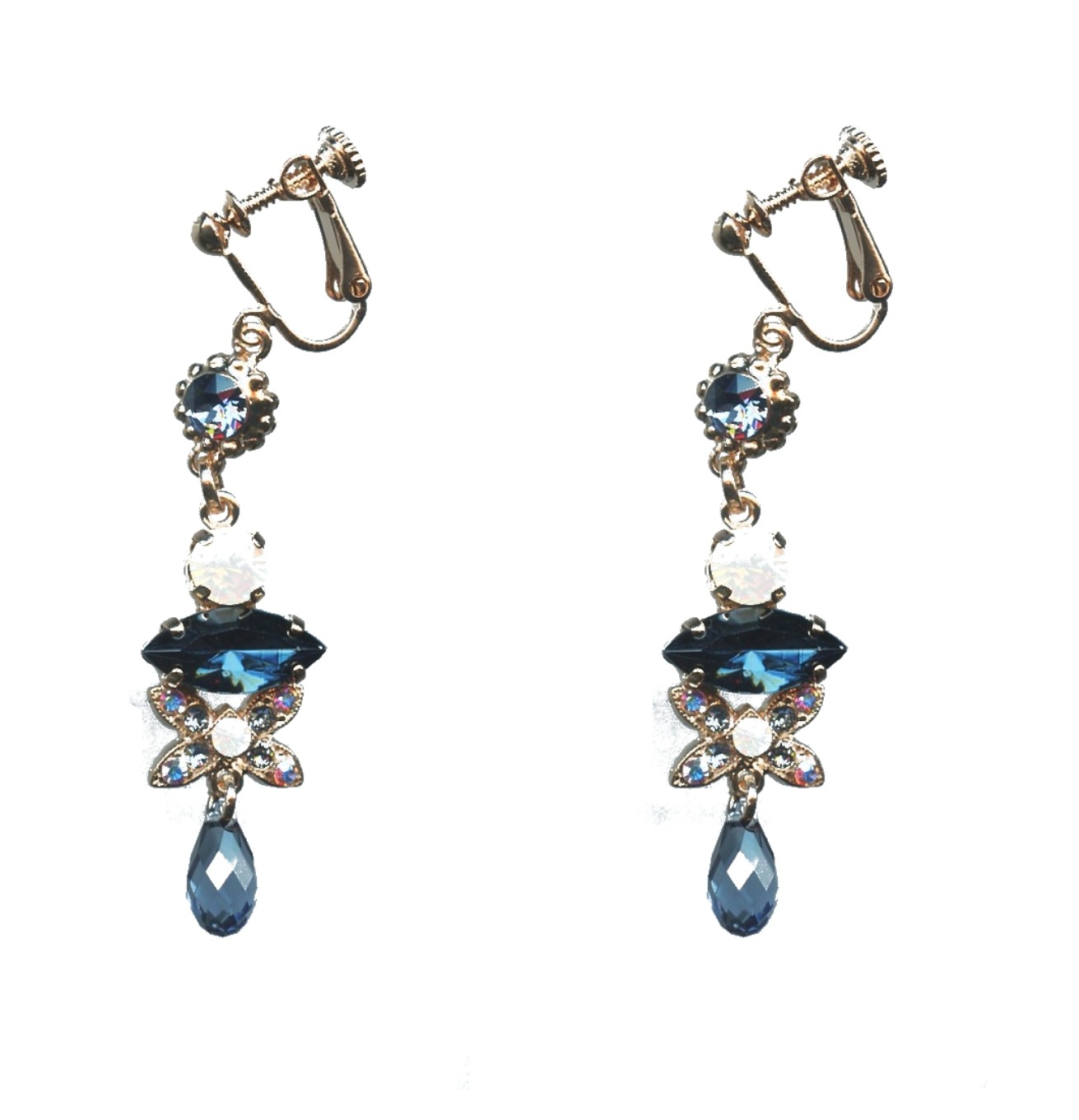 E-1001-1069-SP6 Earrings By Mariana Woman Chic White Opal and Montana Blue Swarovski Crystals - Image 1