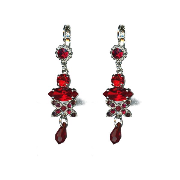 Earrings By Mariana Woman Vibrant Siam and Ruby and Burgundy Swarovski Crystals