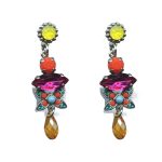 Earrings By Mariana Woman Refined Turquoise Mineral and Blues Swarovski Crystals - Image 2