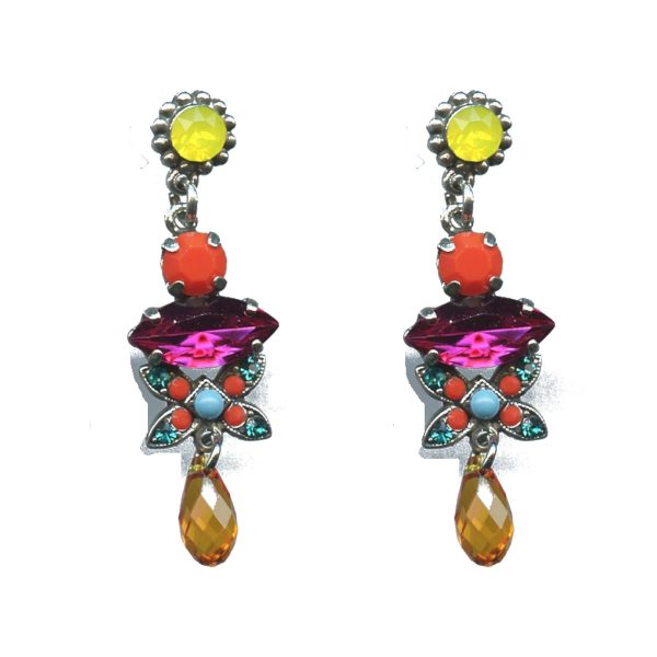 Earrings By Mariana Woman Refined Turquoise Mineral and Blues Swarovski Crystals