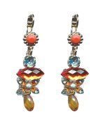 Earrings By Mariana Woman Light Turquoise and Orange Hyacinth Swarovski Crystals