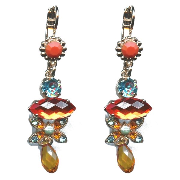 Earrings By Mariana Woman Light Turquoise and Orange Hyacinth Swarovski Crystals