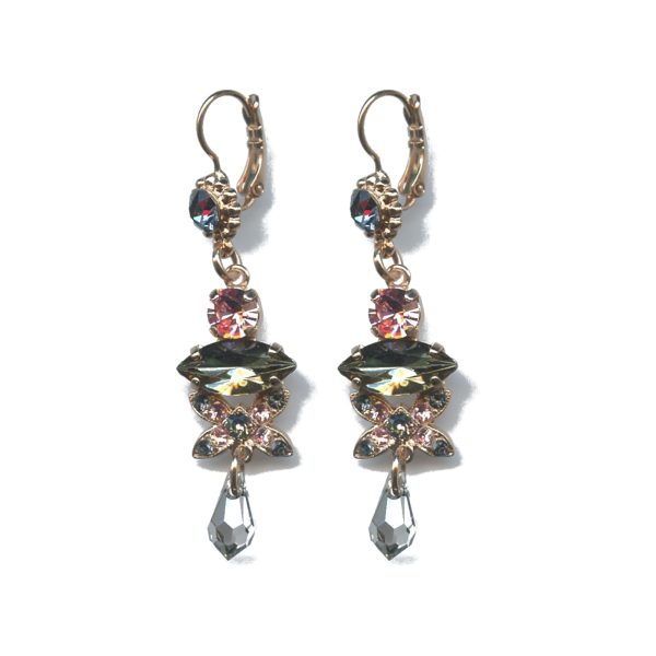 Earrings By Mariana Woman Snowflake Mineral and Light Rose Swarovski Crystals
