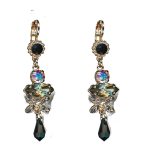 Earrings By Mariana Woman Modern Morion and Silver Night Swarovski Crystals