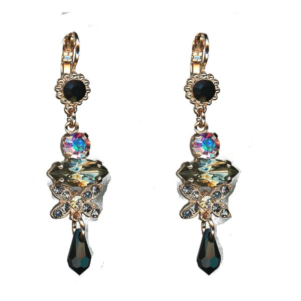 Earrings By Mariana Woman Modern Morion and Silver Night Swarovski Crystals